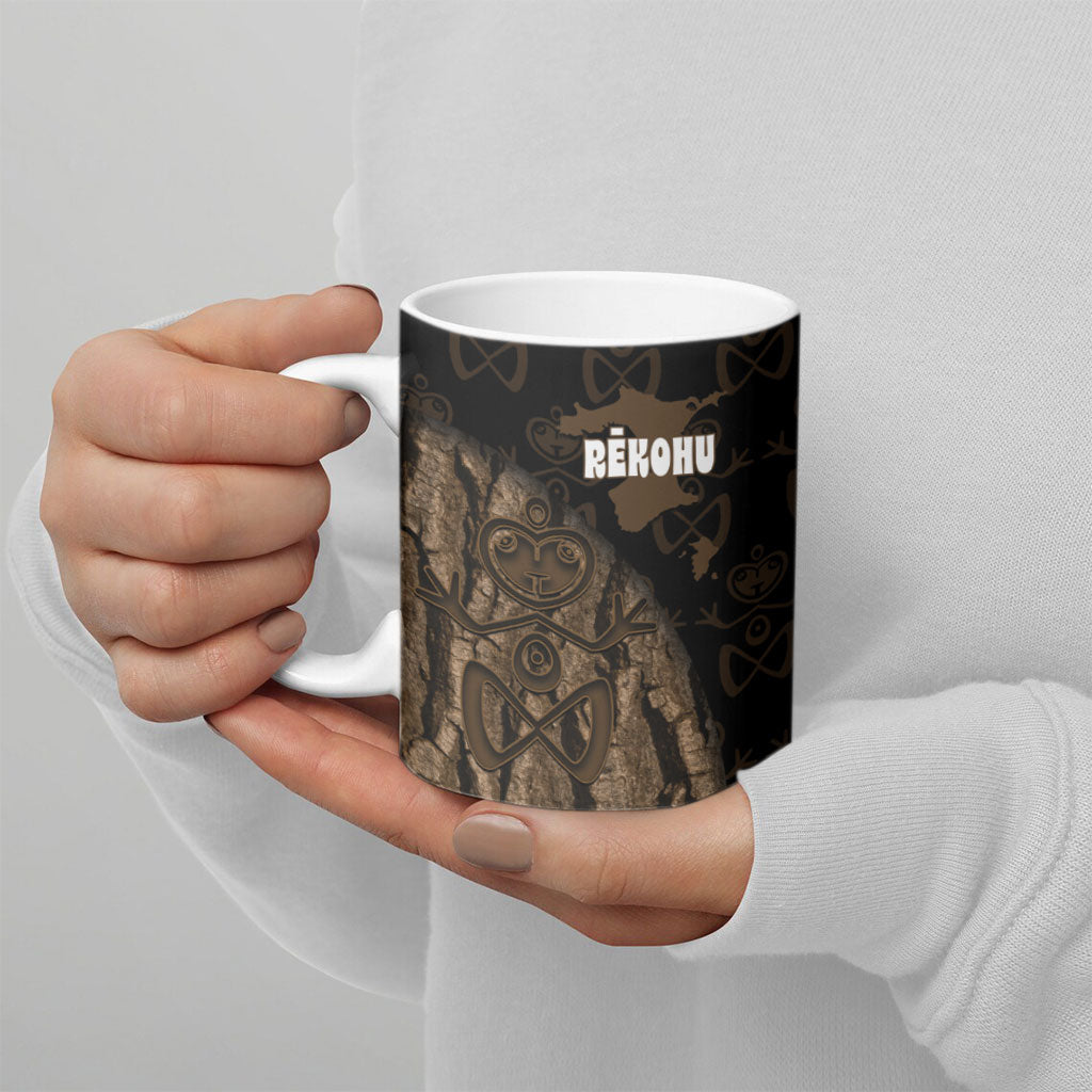 Moriori Kekoru New Zealand Personalised Ceramic Mug Kopi Rakau Carving Chatham Islands Map