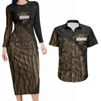 Moriori Kekoru New Zealand Personalised Couples Matching Long Sleeve Bodycon Dress and Hawaiian Shirt Kopi Rakau Carving Chatham Islands Map