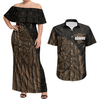 Moriori Kekoru New Zealand Personalised Couples Matching Off Shoulder Maxi Dress and Hawaiian Shirt Kopi Rakau Carving Chatham Islands Map