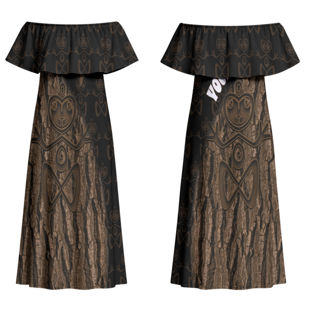 Moriori Kekoru New Zealand Personalised Couples Matching Off Shoulder Maxi Dress and Long Sleeve Button Shirt Kopi Rakau Carving Chatham Islands Map