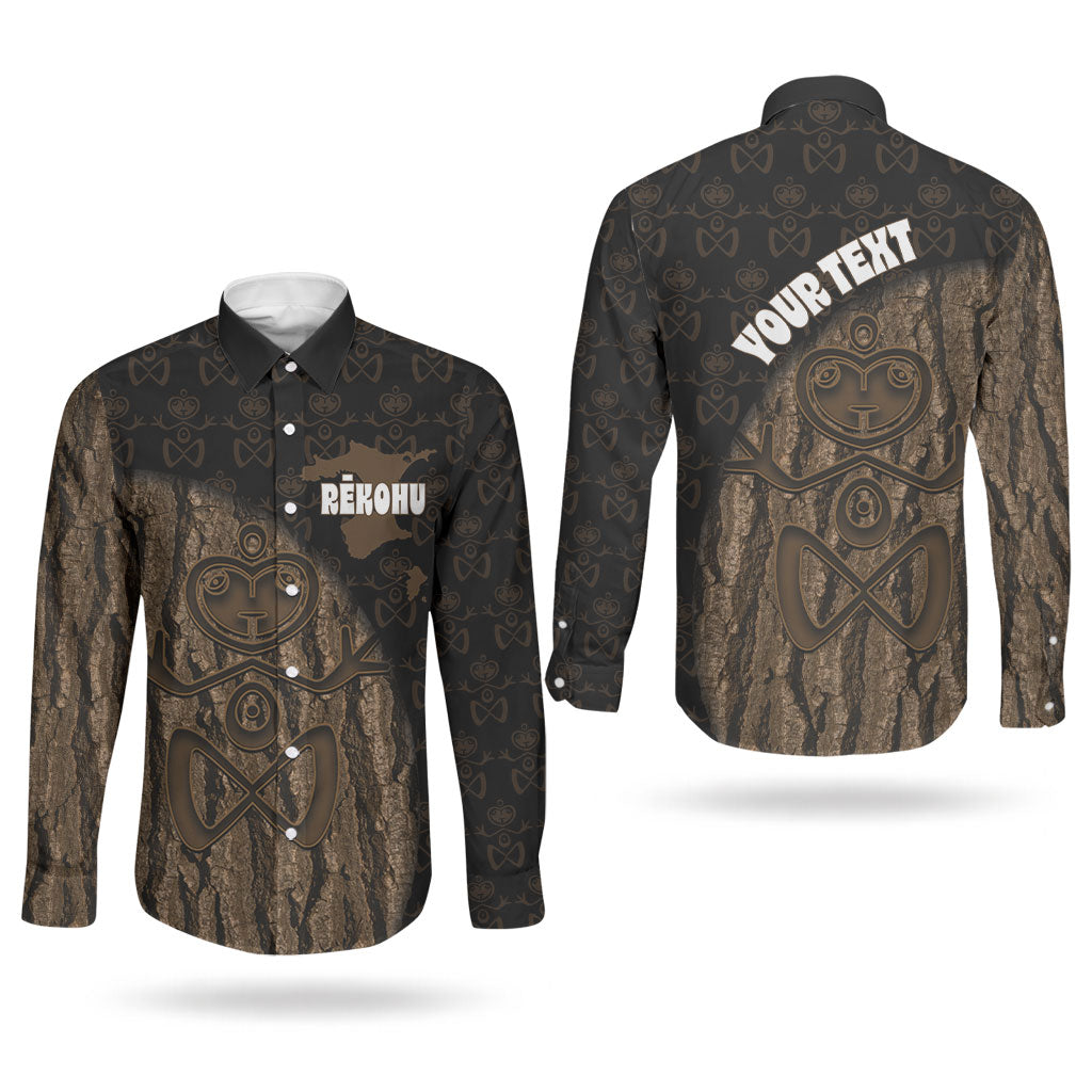 Moriori Kekoru New Zealand Personalised Couples Matching Off Shoulder Short Dress and Long Sleeve Button Shirt Kopi Rakau Carving Chatham Islands Map