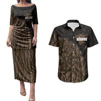 Moriori Kekoru New Zealand Personalised Couples Matching Puletasi and Hawaiian Shirt Kopi Rakau Carving Chatham Islands Map