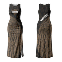 Moriori Kekoru New Zealand Personalised Couples Matching Tank Maxi Dress and Long Sleeve Button Shirt Kopi Rakau Carving Chatham Islands Map