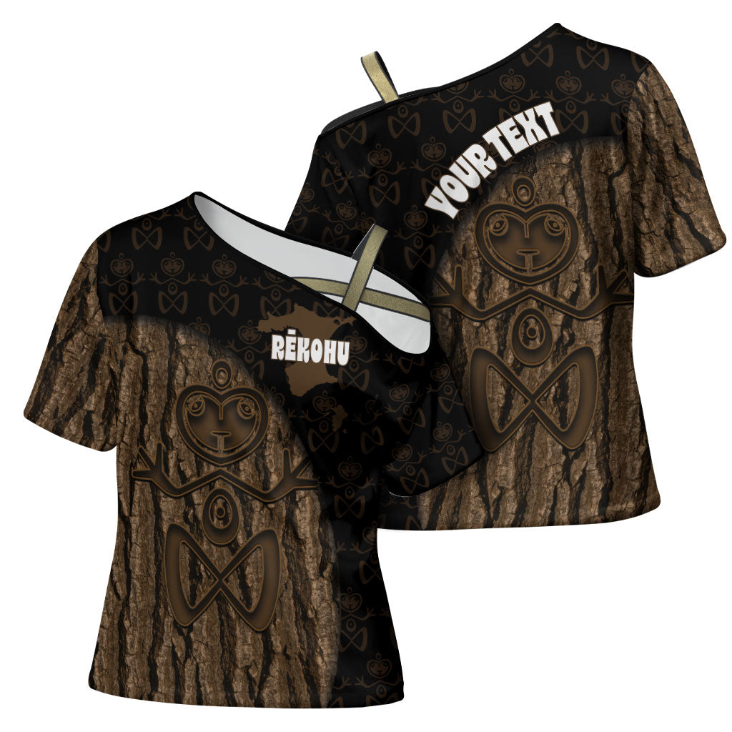 Moriori Kekoru New Zealand Personalised Cross Shoulder Shirt Kopi Rakau Carving Chatham Islands Map