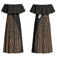 Moriori Kekoru New Zealand Personalised Family Matching Off Shoulder Maxi Dress and Hawaiian Shirt Kopi Rakau Carving Chatham Islands Map