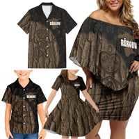 Moriori Kekoru New Zealand Personalised Family Matching Off Shoulder Short Dress and Hawaiian Shirt Kopi Rakau Carving Chatham Islands Map
