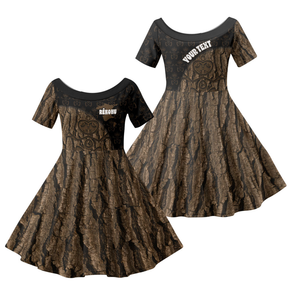 Moriori Kekoru New Zealand Personalised Family Matching Puletasi and Hawaiian Shirt Kopi Rakau Carving Chatham Islands Map