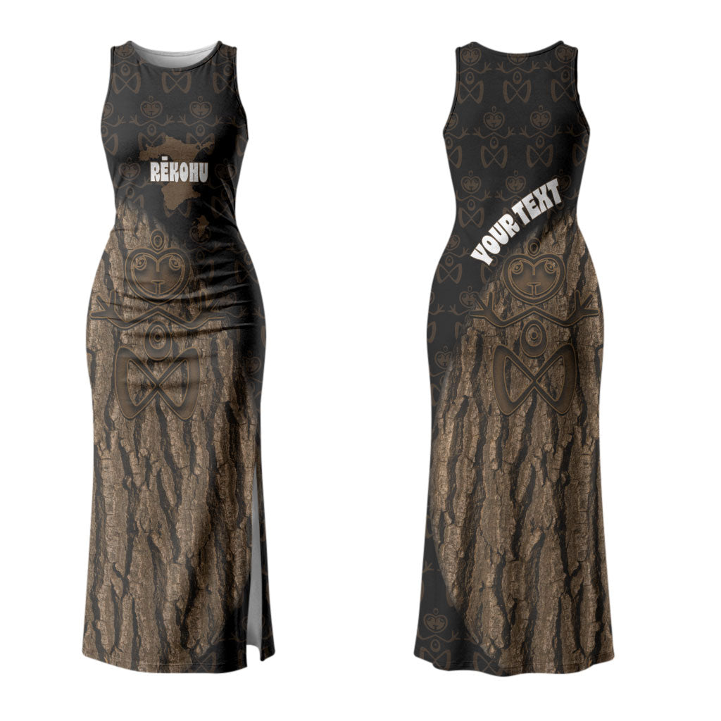 Moriori Kekoru New Zealand Personalised Family Matching Tank Maxi Dress and Hawaiian Shirt Kopi Rakau Carving Chatham Islands Map
