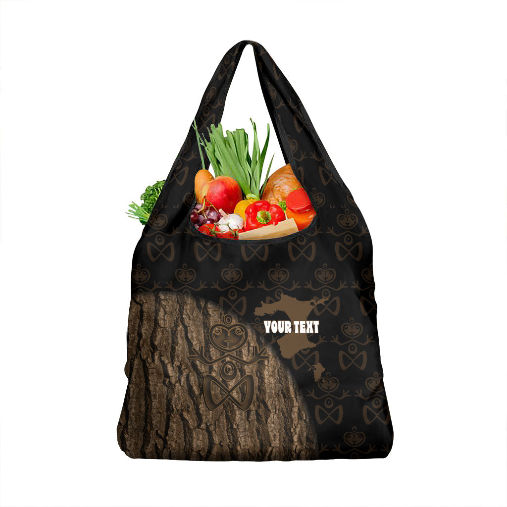 Moriori Kekoru New Zealand Personalised Grocery Bag Kopi Rakau Carving Chatham Islands Map