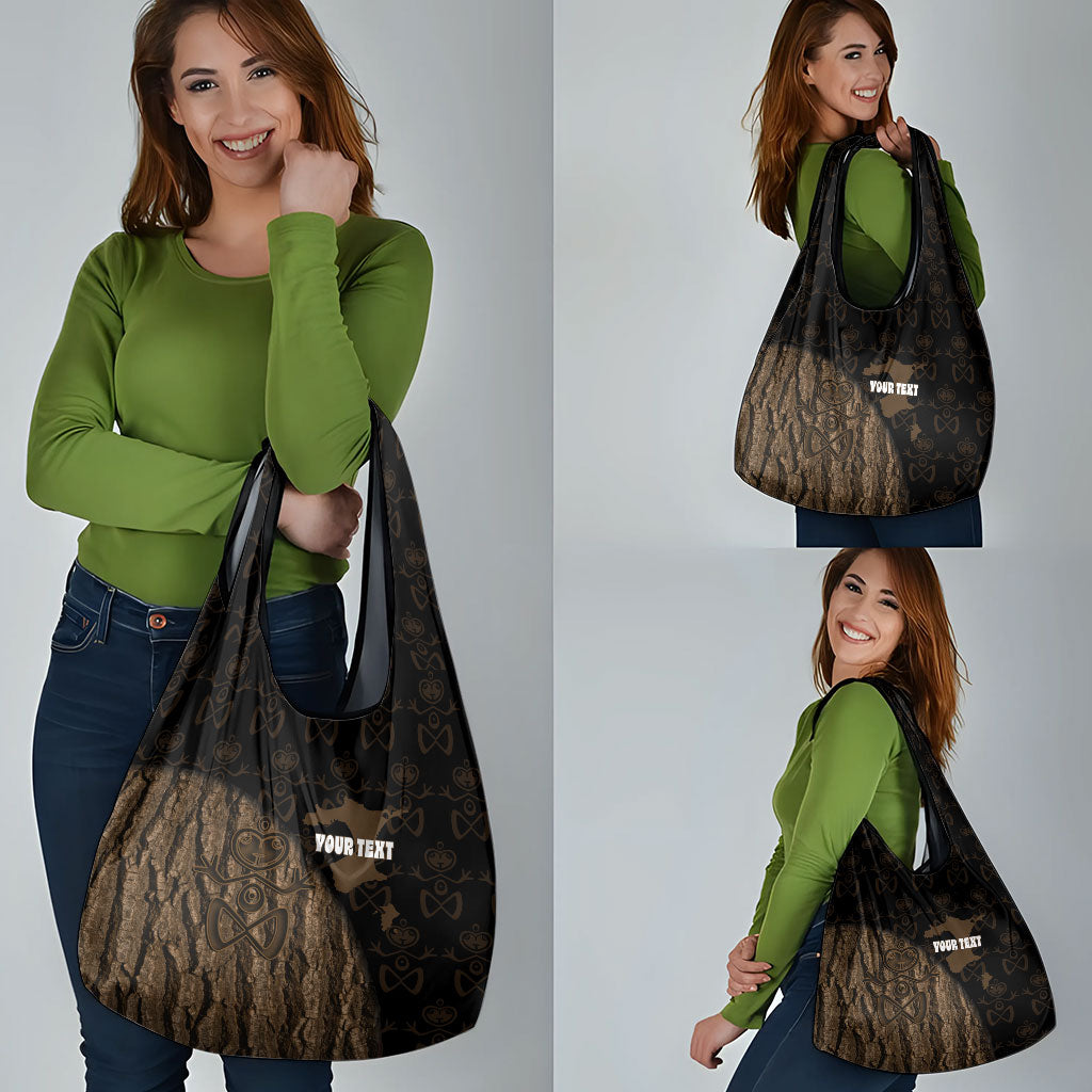 Moriori Kekoru New Zealand Personalised Grocery Bag Kopi Rakau Carving Chatham Islands Map