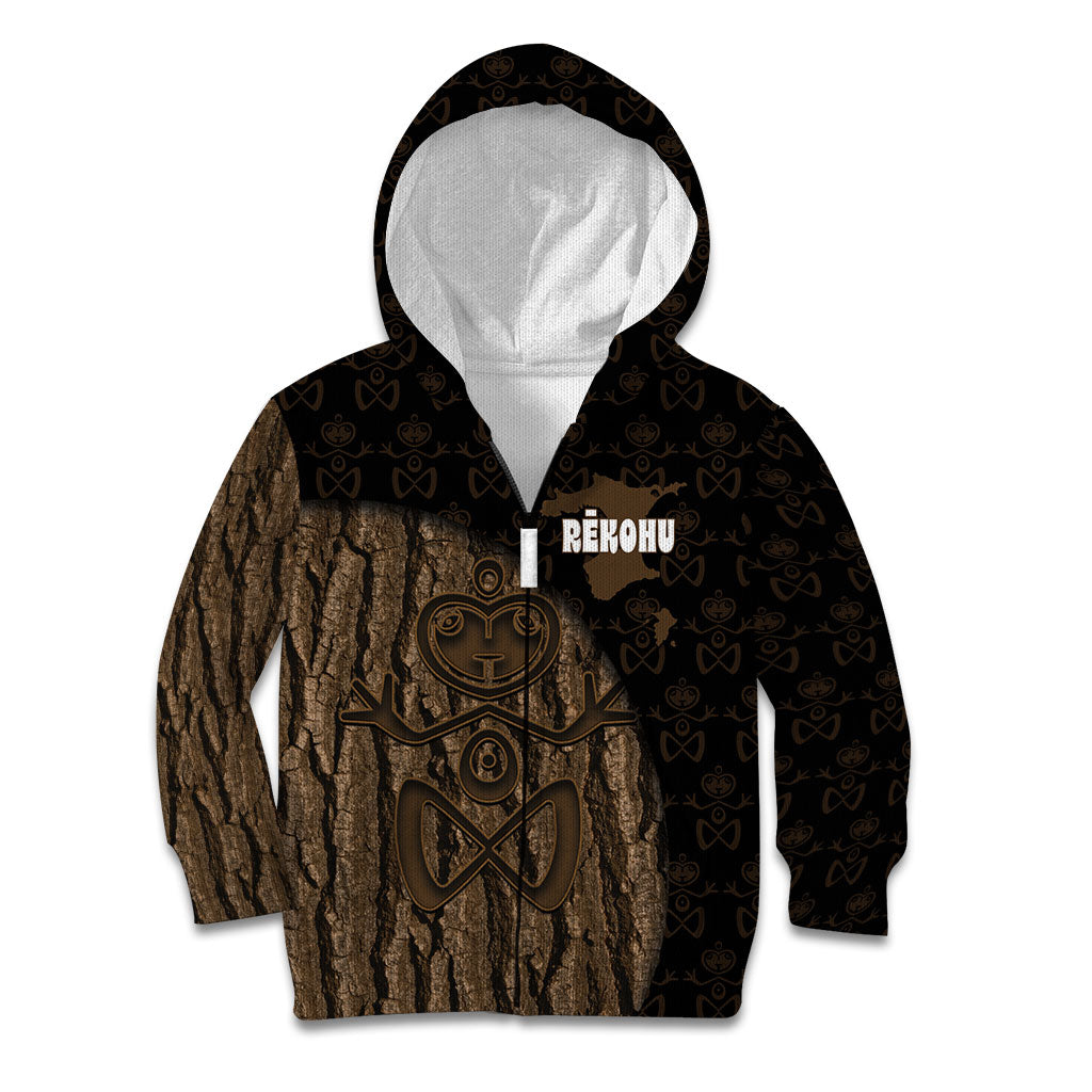 Moriori Kekoru New Zealand Personalised Kid Hoodie Kopi Rakau Carving Chatham Islands Map
