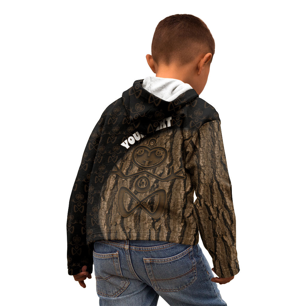 Moriori Kekoru New Zealand Personalised Kid Hoodie Kopi Rakau Carving Chatham Islands Map