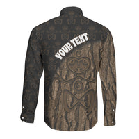 Moriori Kekoru New Zealand Personalised Long Sleeve Button Shirt Kopi Rakau Carving Chatham Islands Map