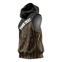 Moriori Kekoru New Zealand Personalised Sleeveless Hoodie Kopi Rakau Carving Chatham Islands Map