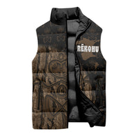 Moriori Kekoru New Zealand Personalised Sleeveless Puffer Jacket Kopi Rakau Carving Chatham Islands Map