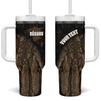 Moriori Kekoru New Zealand Personalised Tumbler With Handle Kopi Rakau Carving Chatham Islands Map