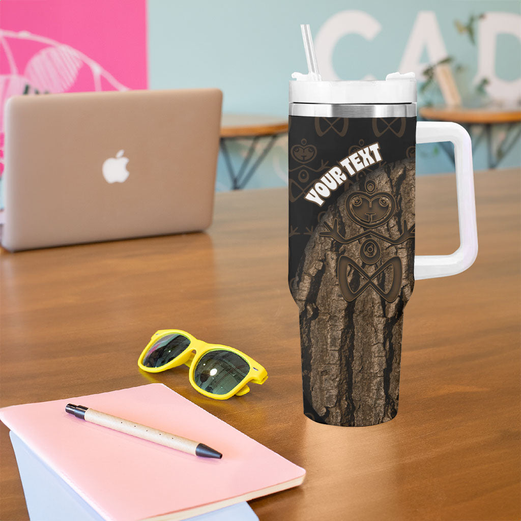 Moriori Kekoru New Zealand Personalised Tumbler With Handle Kopi Rakau Carving Chatham Islands Map