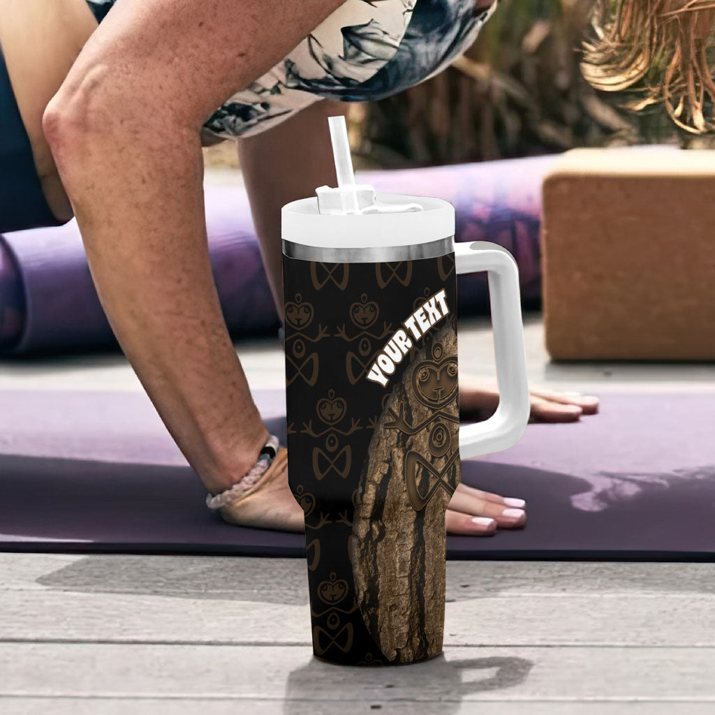 Moriori Kekoru New Zealand Personalised Tumbler With Handle Kopi Rakau Carving Chatham Islands Map