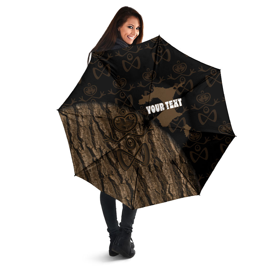 Moriori Kekoru New Zealand Personalised Umbrella Kopi Rakau Carving Chatham Islands Map
