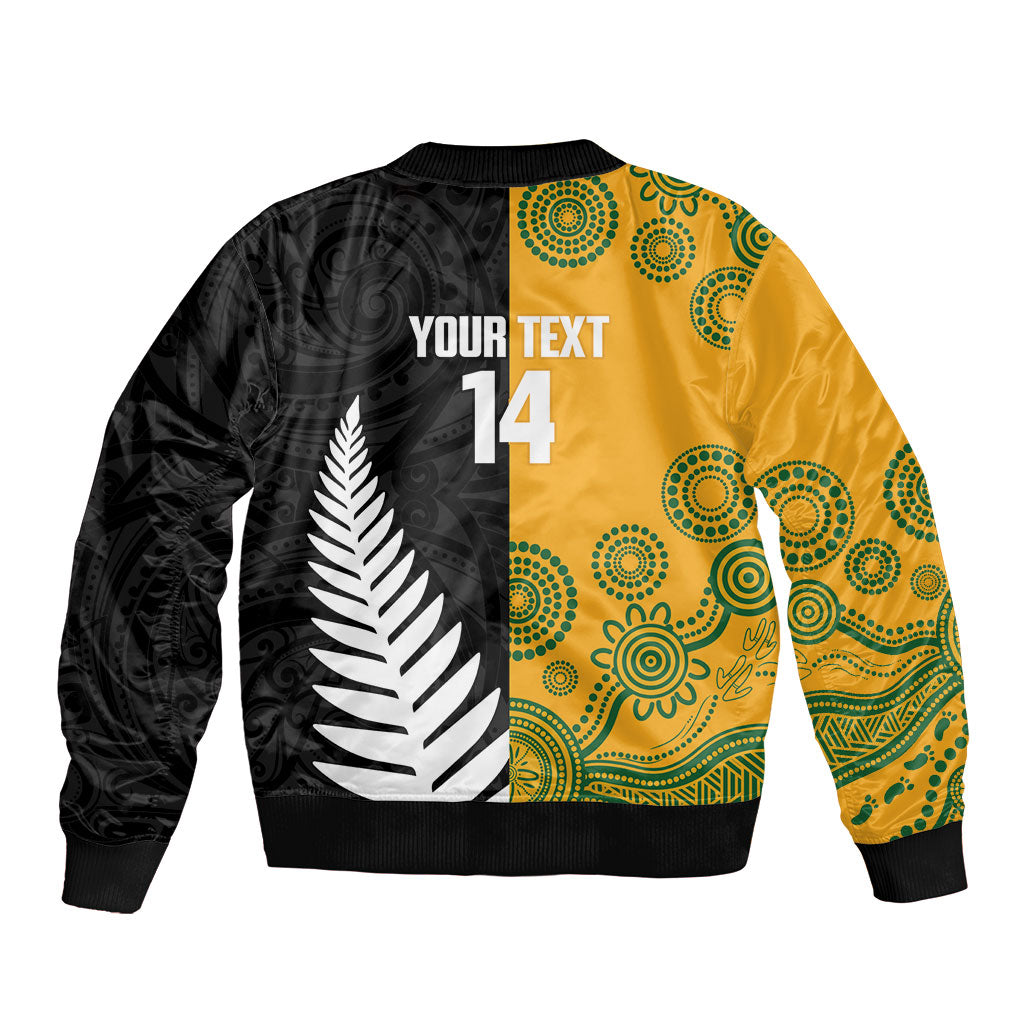 New Zealand Australia Rugby Bledisloe 2026 Custom Bomber Jacket Champion Trophy Maori Aboriginal Art