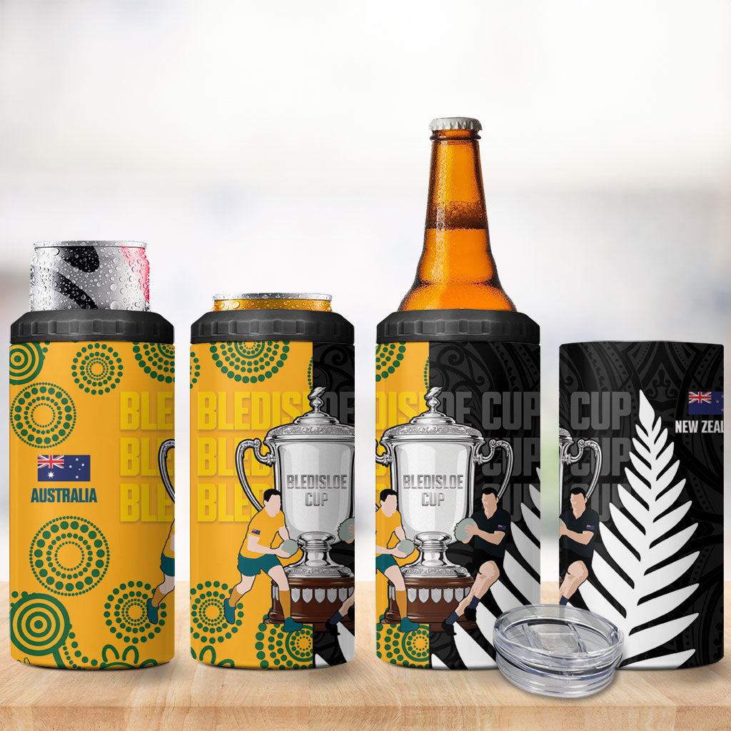 New Zealand Australia Rugby Bledisloe 2026 4 in 1 Can Cooler Tumbler Champion Trophy Maori Aboriginal Art