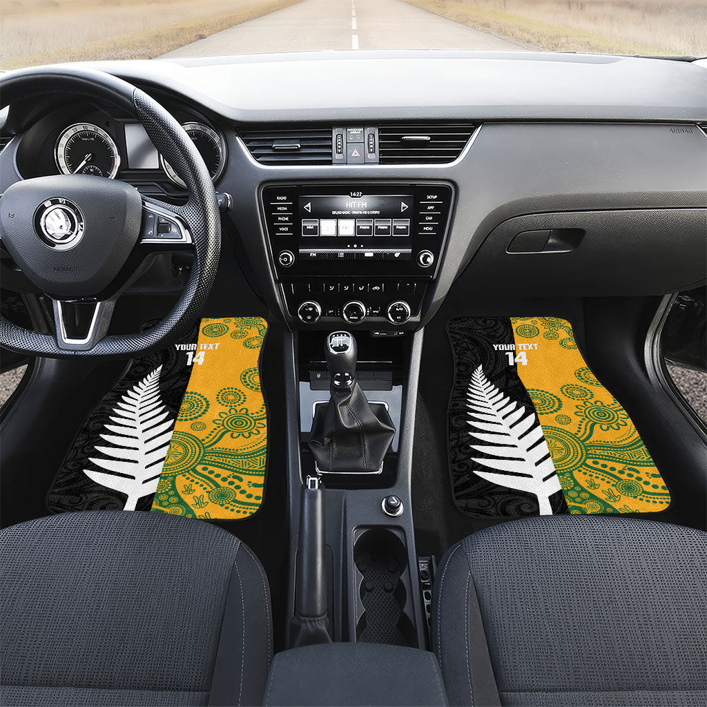New Zealand Australia Rugby Bledisloe 2026 Custom Car Mats Champion Trophy Maori Aboriginal Art