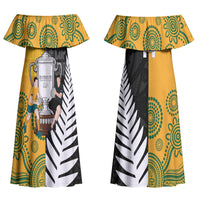 New Zealand Australia Rugby Bledisloe 2026 Custom Couples Matching Off Shoulder Maxi Dress and Hawaiian Shirt Champion Trophy Maori Aboriginal Art