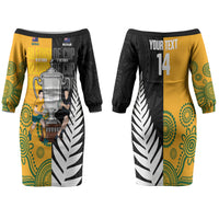 New Zealand Australia Rugby Bledisloe 2026 Custom Family Matching Off The Shoulder Long Sleeve Dress and Hawaiian Shirt Champion Trophy Maori Aboriginal Art