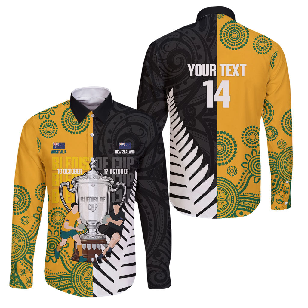 New Zealand Australia Rugby Bledisloe 2026 Custom Family Matching Off Shoulder Short Dress and Hawaiian Shirt Champion Trophy Maori Aboriginal Art