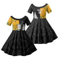 New Zealand Australia Rugby Bledisloe 2026 Custom Family Matching Off Shoulder Short Dress and Hawaiian Shirt Champion Trophy Maori Aboriginal Art