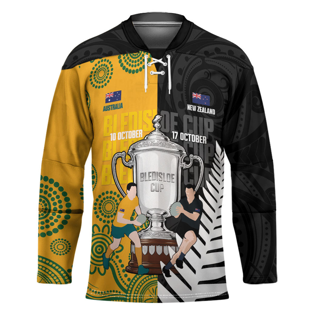 New Zealand Australia Rugby Bledisloe 2026 Custom Hockey Jersey Champion Trophy Maori Aboriginal Art