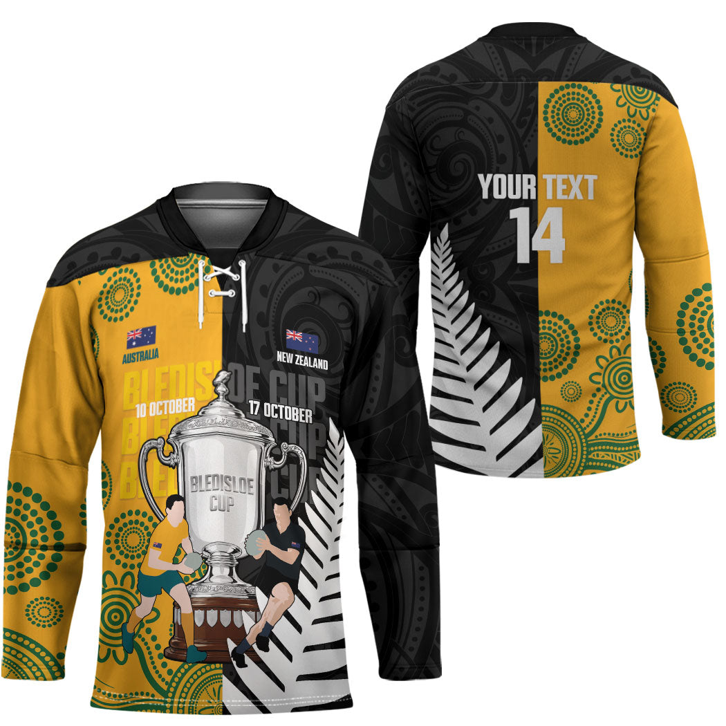 New Zealand Australia Rugby Bledisloe 2026 Custom Hockey Jersey Champion Trophy Maori Aboriginal Art
