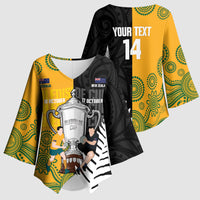 New Zealand Australia Rugby Bledisloe 2026 Custom Kimono Sleeve Blouse Champion Trophy Maori Aboriginal Art