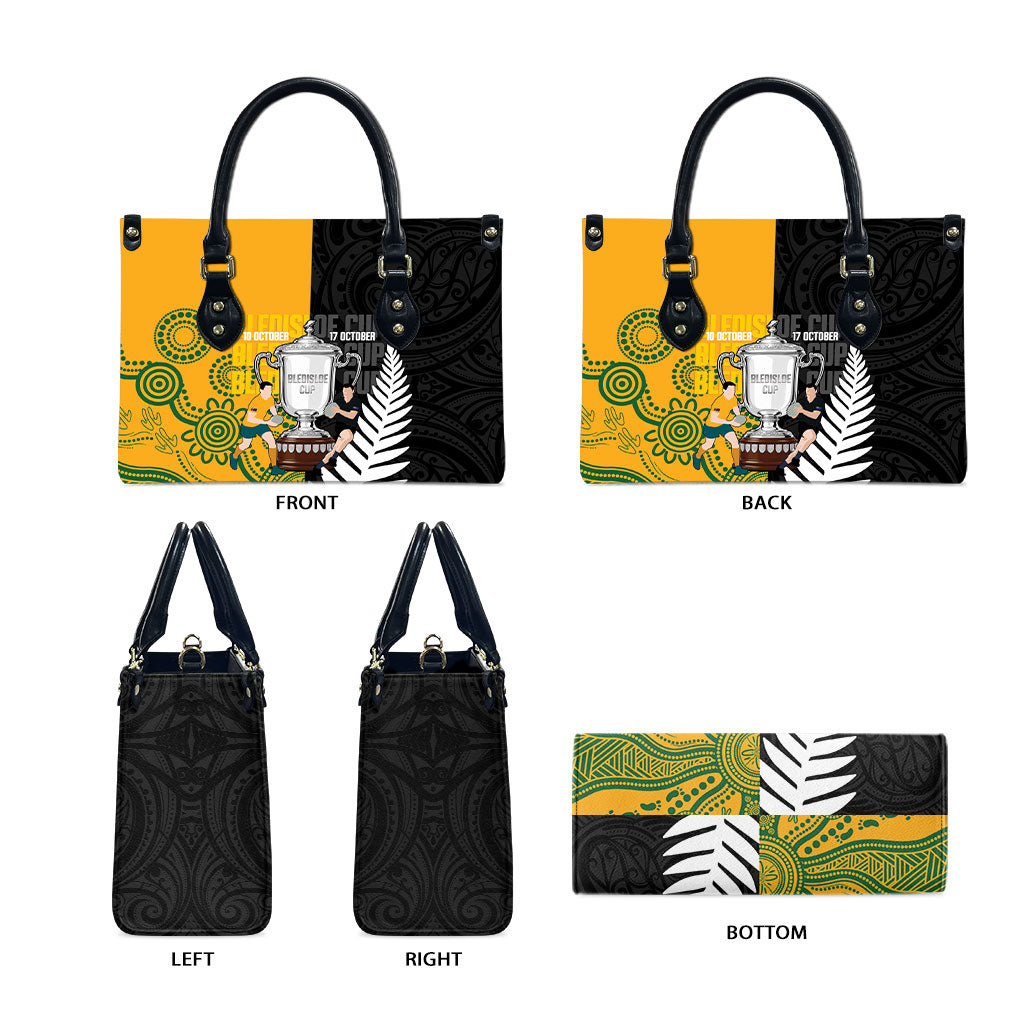 New Zealand Australia Rugby Bledisloe 2026 Leather Bag Champion Trophy Maori Aboriginal Art