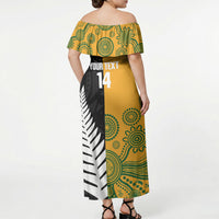 New Zealand Australia Rugby Bledisloe 2026 Custom Off Shoulder Maxi Dress Champion Trophy Maori Aboriginal Art