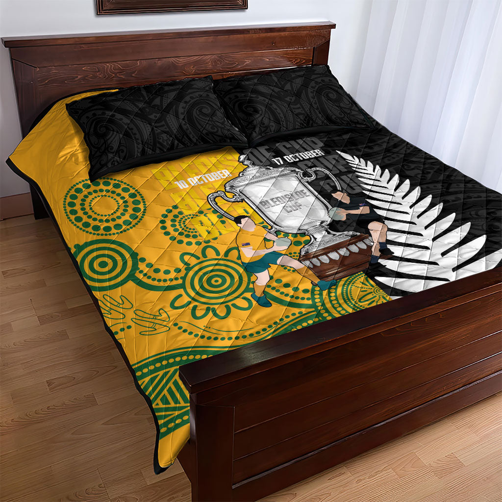 New Zealand Australia Rugby Bledisloe 2026 Quilt Bed Set Champion Trophy Maori Aboriginal Art