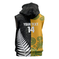 New Zealand Australia Rugby Bledisloe 2026 Custom Sleeveless Zip Hoodie Champion Trophy Maori Aboriginal Art