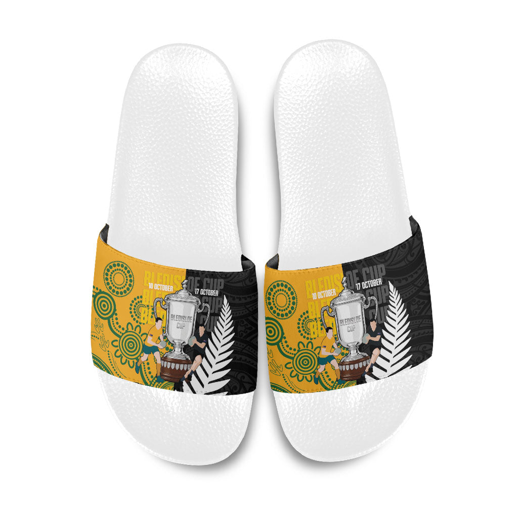 New Zealand Australia Rugby Bledisloe 2026 Slide Sandals Champion Trophy Maori Aboriginal Art