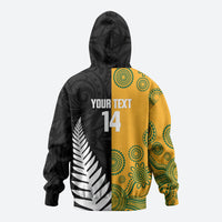 New Zealand Australia Rugby Bledisloe 2026 Custom Zip Hoodie Champion Trophy Maori Aboriginal Art