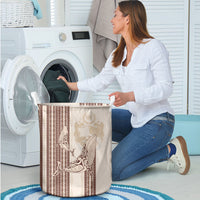 Swimming With Humpback Whales Season Tonga Laundry Basket Tongan Tofuaa Ngatu Pattern Brown