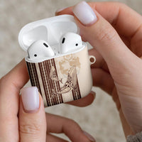 Swimming With Humpback Whales Season Tonga AirPods Case Tongan Tofuaa Ngatu Pattern Brown