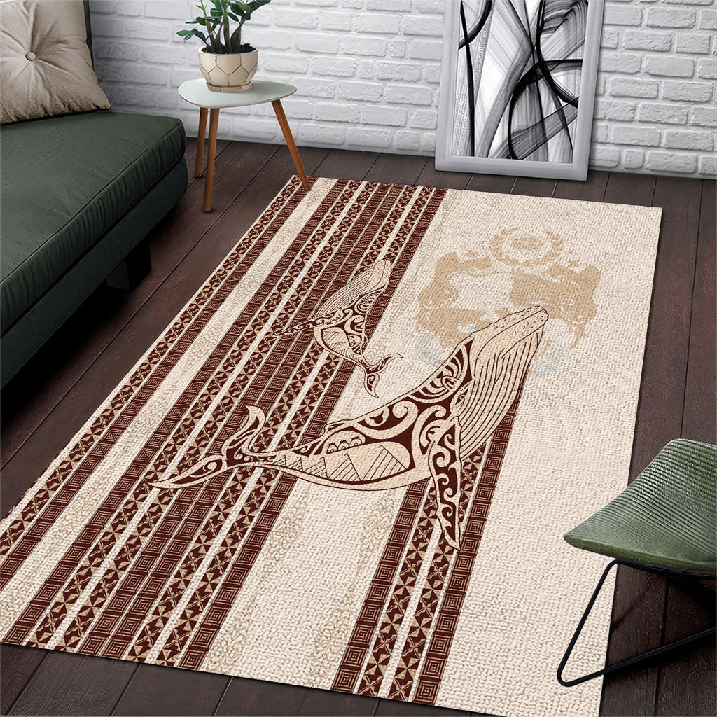 Swimming With Humpback Whales Season Tonga Area Rug Tongan Tofuaa Ngatu Pattern Brown