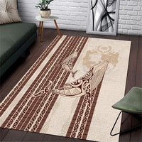Swimming With Humpback Whales Season Tonga Area Rug Tongan Tofuaa Ngatu Pattern Brown