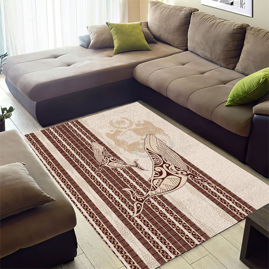 Swimming With Humpback Whales Season Tonga Area Rug Tongan Tofuaa Ngatu Pattern Brown