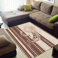 Swimming With Humpback Whales Season Tonga Area Rug Tongan Tofuaa Ngatu Pattern Brown