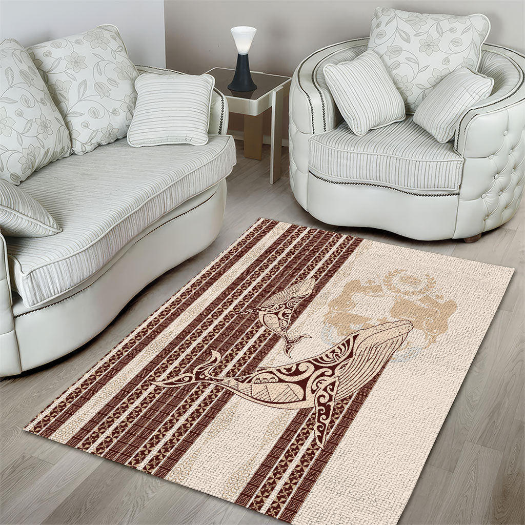 Swimming With Humpback Whales Season Tonga Area Rug Tongan Tofuaa Ngatu Pattern Brown