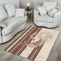 Swimming With Humpback Whales Season Tonga Area Rug Tongan Tofuaa Ngatu Pattern Brown