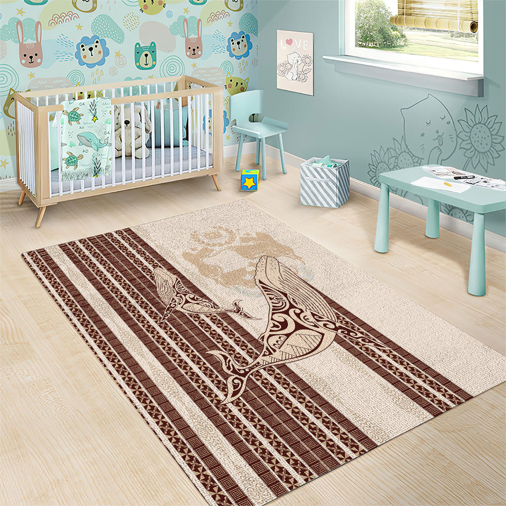 Swimming With Humpback Whales Season Tonga Area Rug Tongan Tofuaa Ngatu Pattern Brown