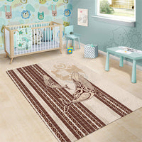 Swimming With Humpback Whales Season Tonga Area Rug Tongan Tofuaa Ngatu Pattern Brown