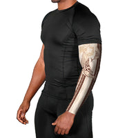 Swimming With Humpback Whales Season Tonga Arm Sleeves Tongan Tofuaa Ngatu Pattern Brown